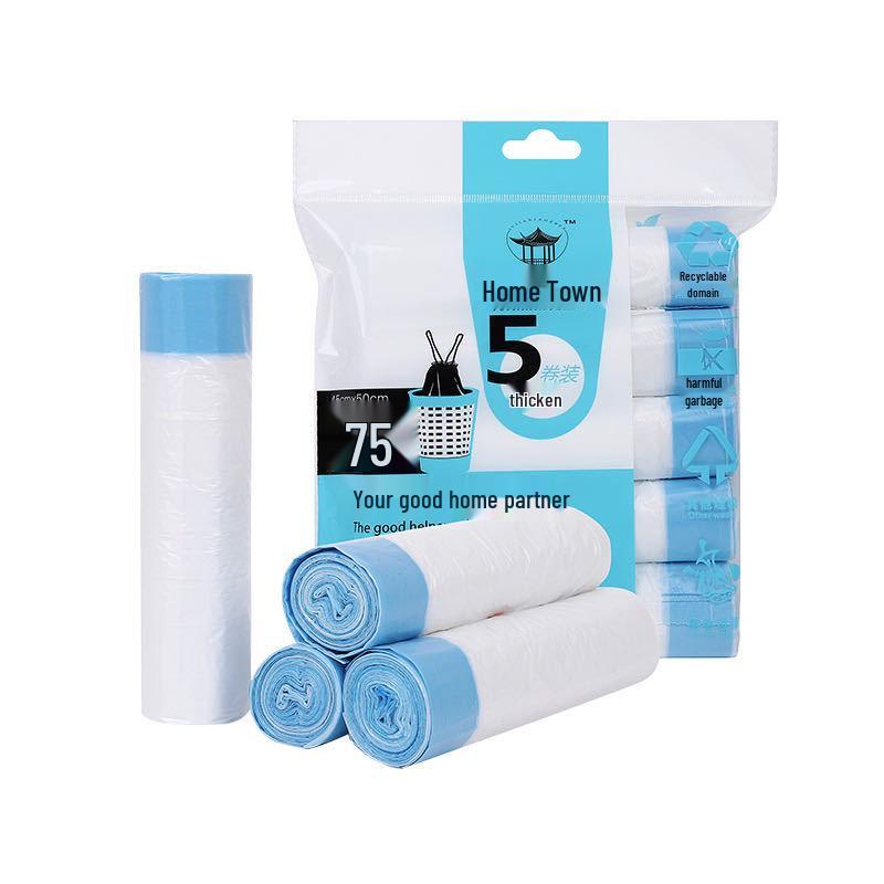 

Home Town Blue Drawstring Trash Bags, Large Capacity, Extra Thick, Durable with Automatic Closure белый/синий