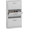 FMD Shoe Cabinet 3 Tilting Compartments White L58.5 X W17 X H168.3 Cm