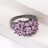 CopperFinger Ring for Women Luxury Bright Pink Zirconia Jewelry Aesthetic Flower Accessories