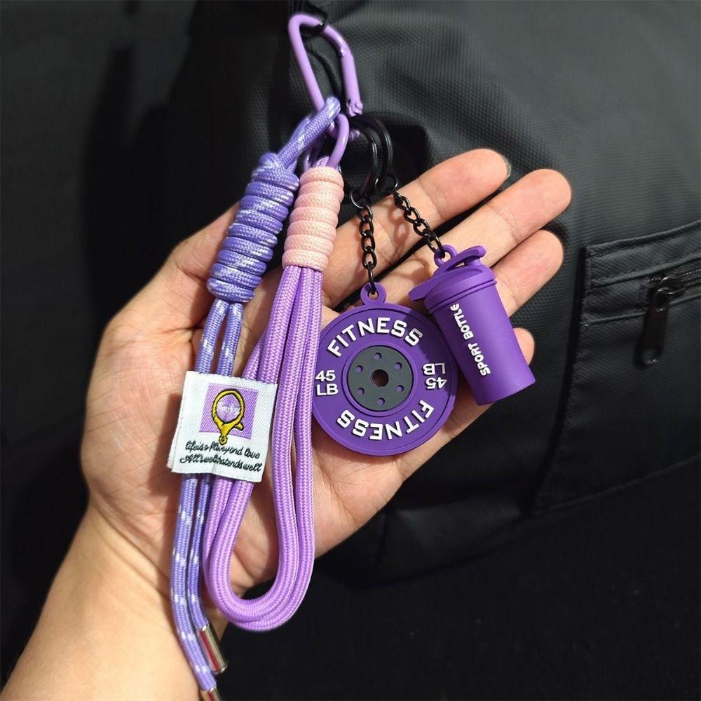 Barbell Plates Big Dumbbells Keychain D-shaped Buckle Fitness Series Pendant  Bodybuilder