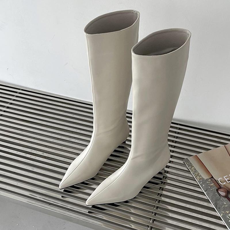 Fashion Long Boots Women Pointed Toe Low Heels Fashion Shoes Winter Knee High Boots 2025 Goth Designer Dress Chelsea Botas Para Mujer