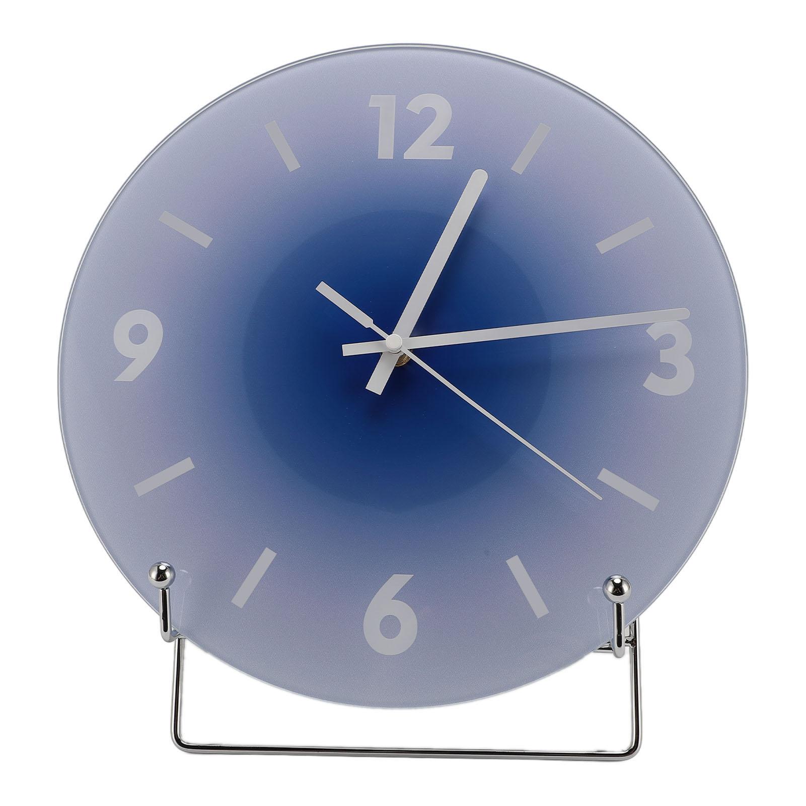 

12-дюймовые круглые часы на батарейках, бесшумные настенные стеклянные часы для гостиной, спальни синий