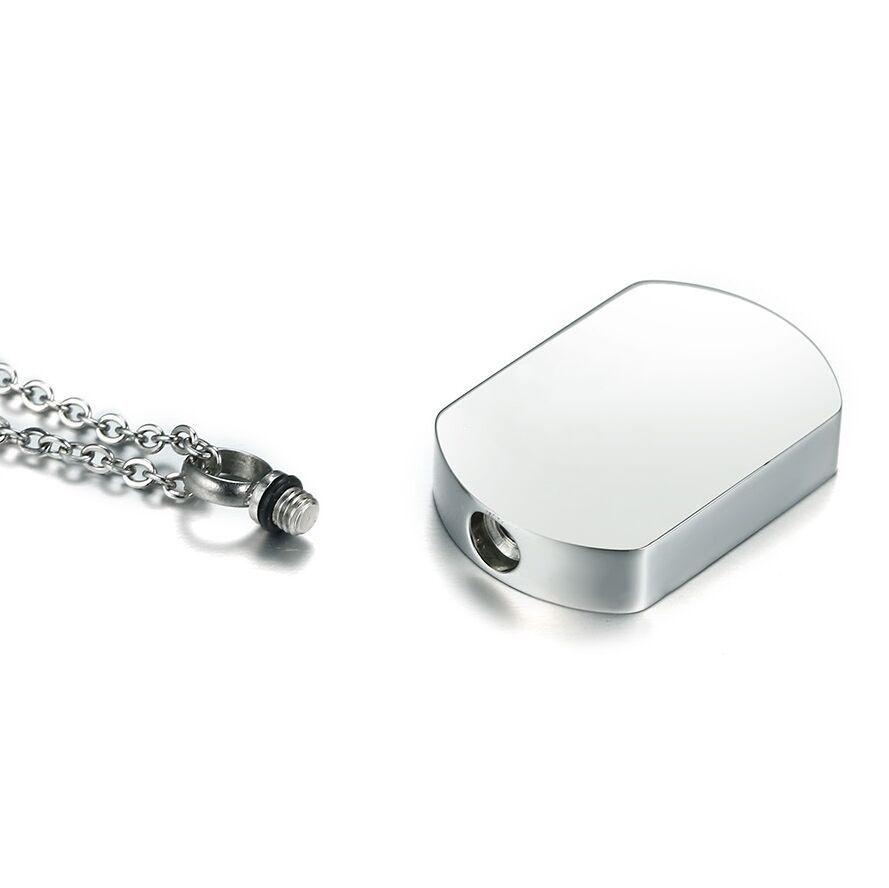 Titanium Steel Engraved Dog Tag Pendant: European-American Style Pet Cremation Urn & Perfume Bottle Necklace.