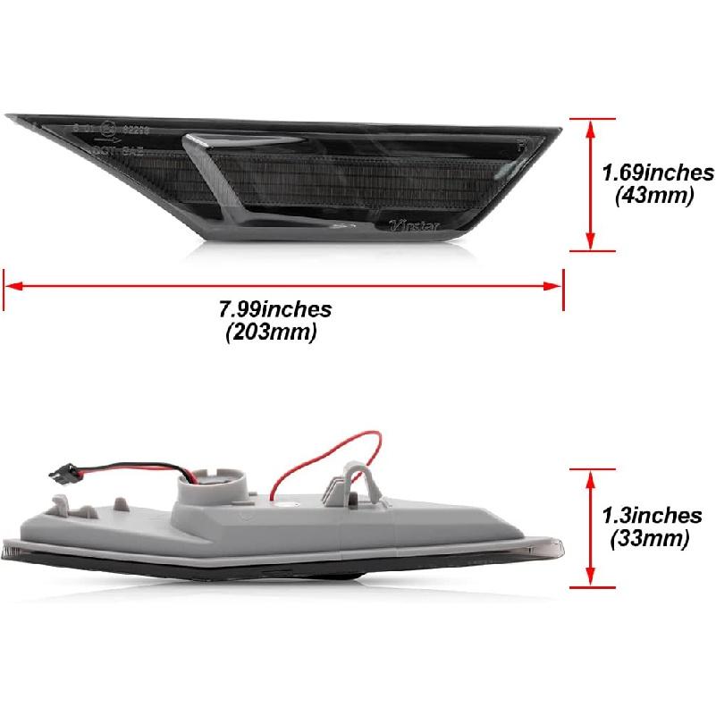 Civic LED Side Marker Lights For 2016- Honda Civic Sedan Coupe Hatchback Smoked Lens Sidemarker Amber LED Turn Signal/White LED