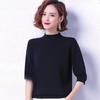 Autumn and Winter Mid-sleeved Women's Tops, Three-quarter Sleeved Woolen Sweaters, Women's Sweaters, Short and Loose Woolen Sweaters, Women's Clothing