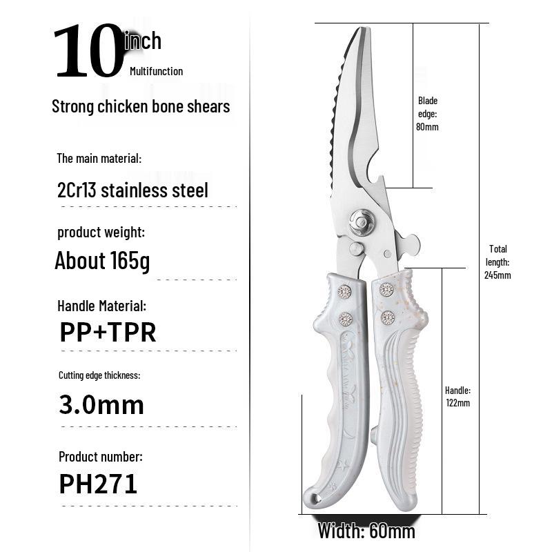 Multifunctional German Titanium Steel Kitchen Scissors for Poultry and Bones - Food Grade