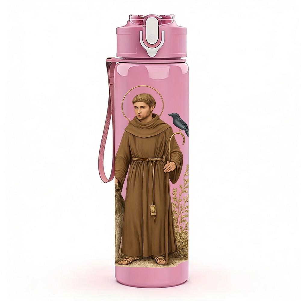 1PC Monk Robe Religious Portrait 750ml Color Plastic Sports Water Bottle Leakproof Flip Straw Lid Suitable for Sports Office Home Use