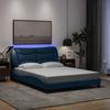 VidaXL Bed Frames with LED Lights, Double Bed with Headboard Cushion, Adult Bed, Bedroom Furniture, Modern, Blue 3213703