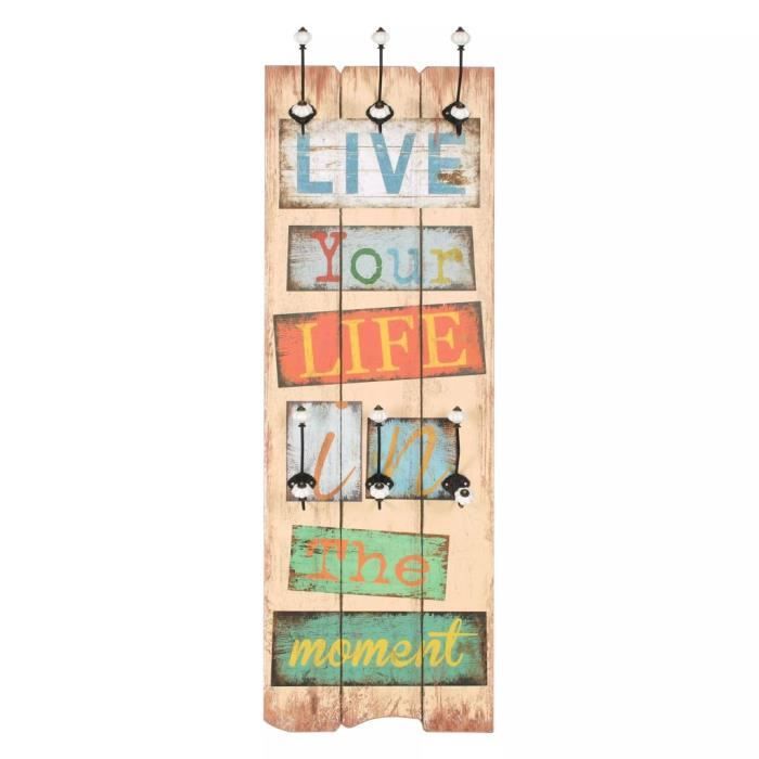 VidaXL Porte-manteau mural avec 6 crochets 120 x 40 cm LIVE LIFE