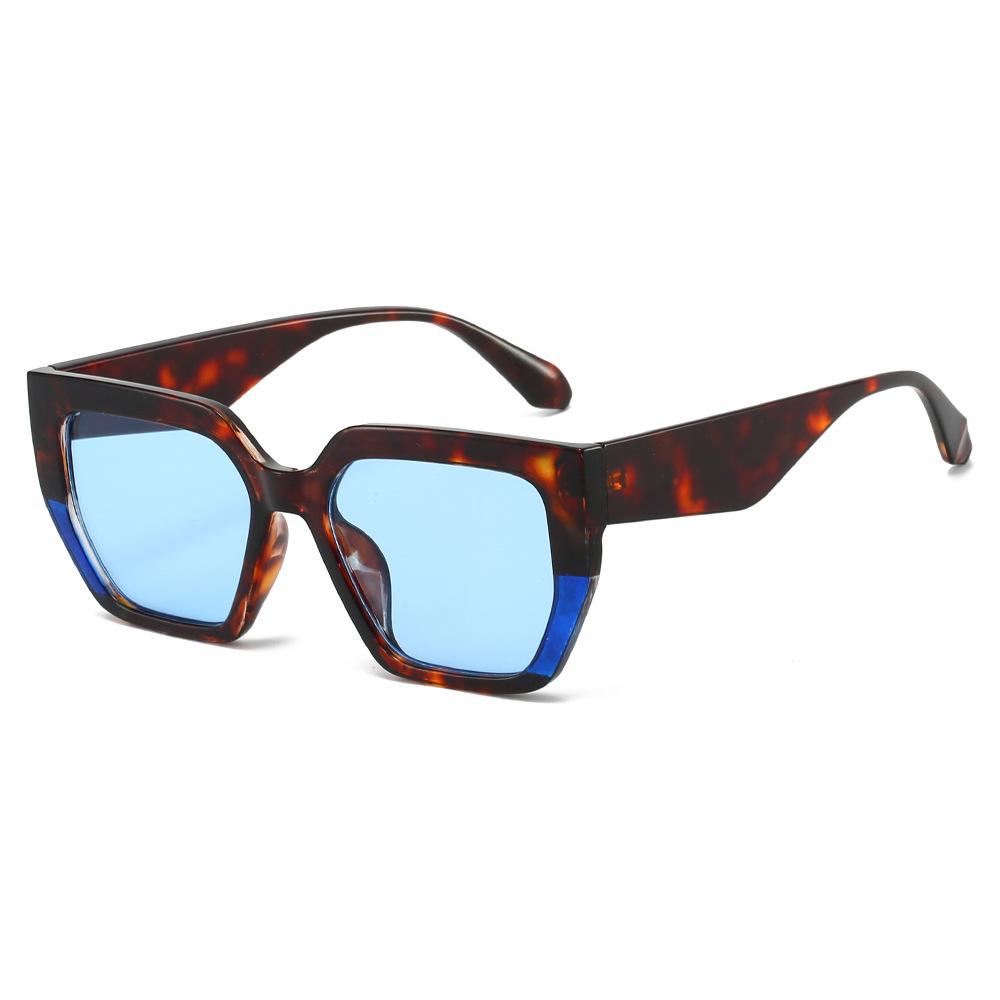 New Retro Square Leopard Gradient Women Sunglasses  Personality Contrast Thick Frame Design Fashion Trend Men Shades Uv400