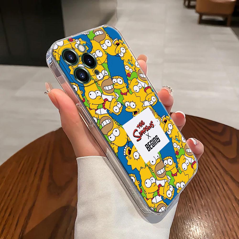 Cartoon Homer S-Simpson-Familie Transparente Handyhülle Für iPhone 17 Pro Max 17E 11 12 13 14 15 16 Pro Max Plus 17 Air 16E Hülle