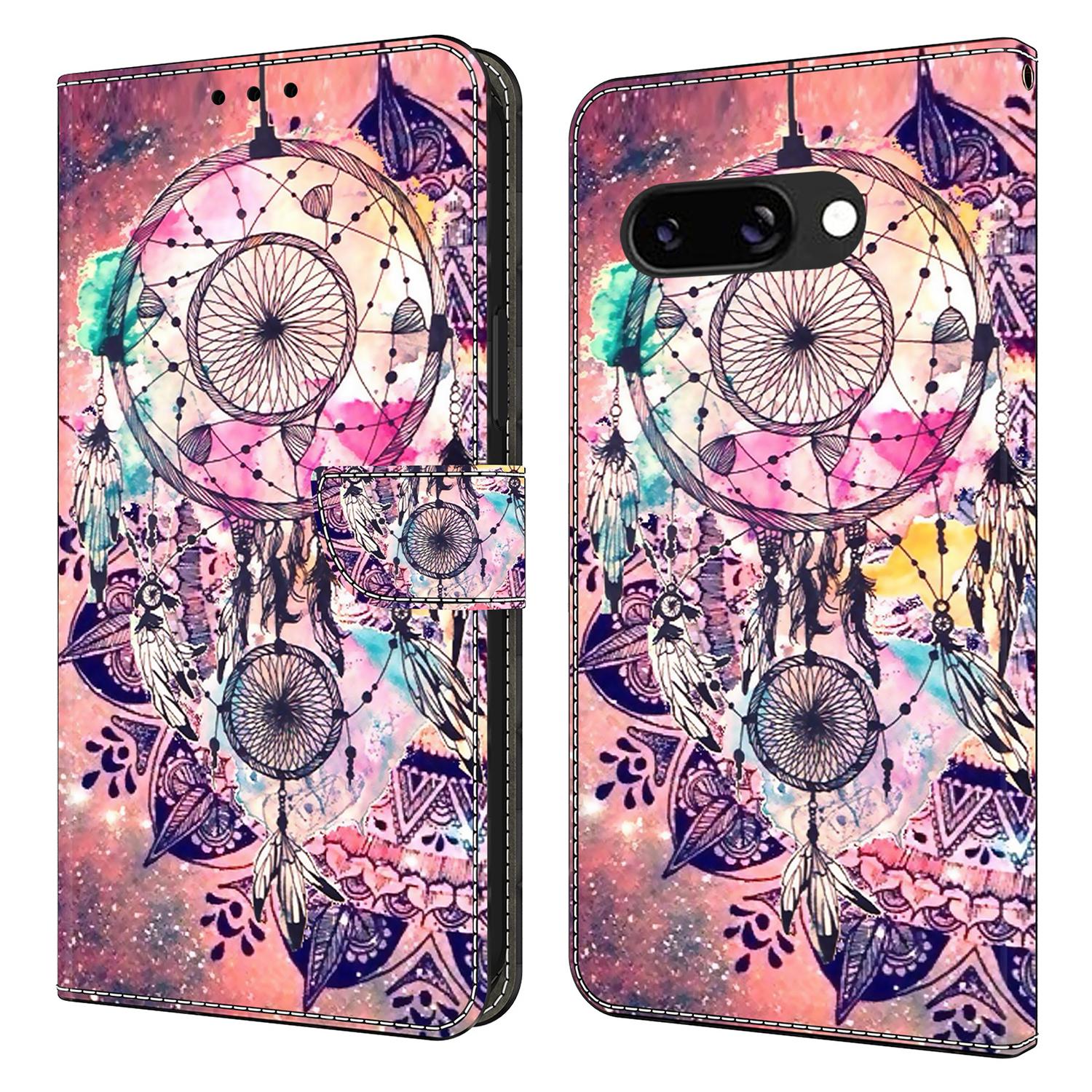 

For Google Pixel 9a Wallet Case Pattern Printing Stand Leather Flip Phone Cover Wind Chime
