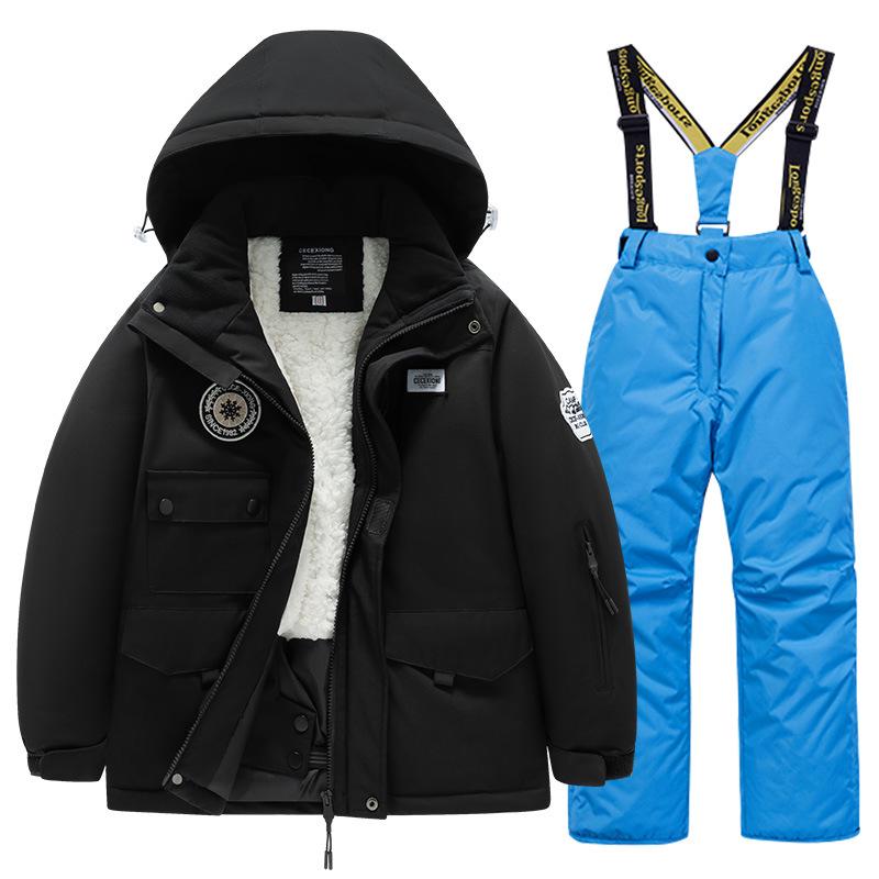 Children's Winter Ski Suit: Fleece-Lined, Waterproof, Windproof, One-Piece Ski Bib Pants for Boys and Girls