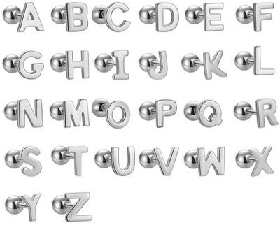 Earrings for Pure Silver 1 Pair Alphabet 925 Women, Popular, Hypoallergenic, Initial, Earrings, Earrings, Silver, Simple, Screw-on (A,Silver)