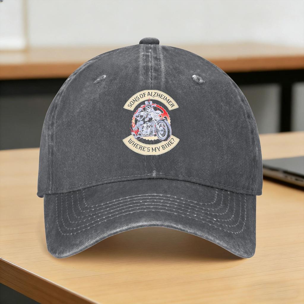 Washed Baseball Cap Sons Of Alzheimer Where‘S My Bike Old Biker Summer Trucker Hat For Unisex-Teens Sun Baseball Caps