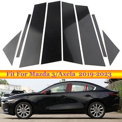 8 st/set Glanssvart Bilfönster B-stolpe Stolpskydd Kåpor Dekaler Passar för Mazda 3 Axela 2019-2023 Utvändig Dekoration Stolpskyddsfilm Set