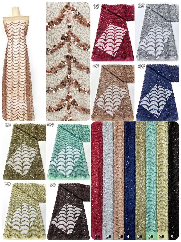 Luxury African Sequins Lace Fabric 2026 High Quality Sequins Lace Embroidery Mesh Fabric Nigeria For Women Wedding Party Dresses