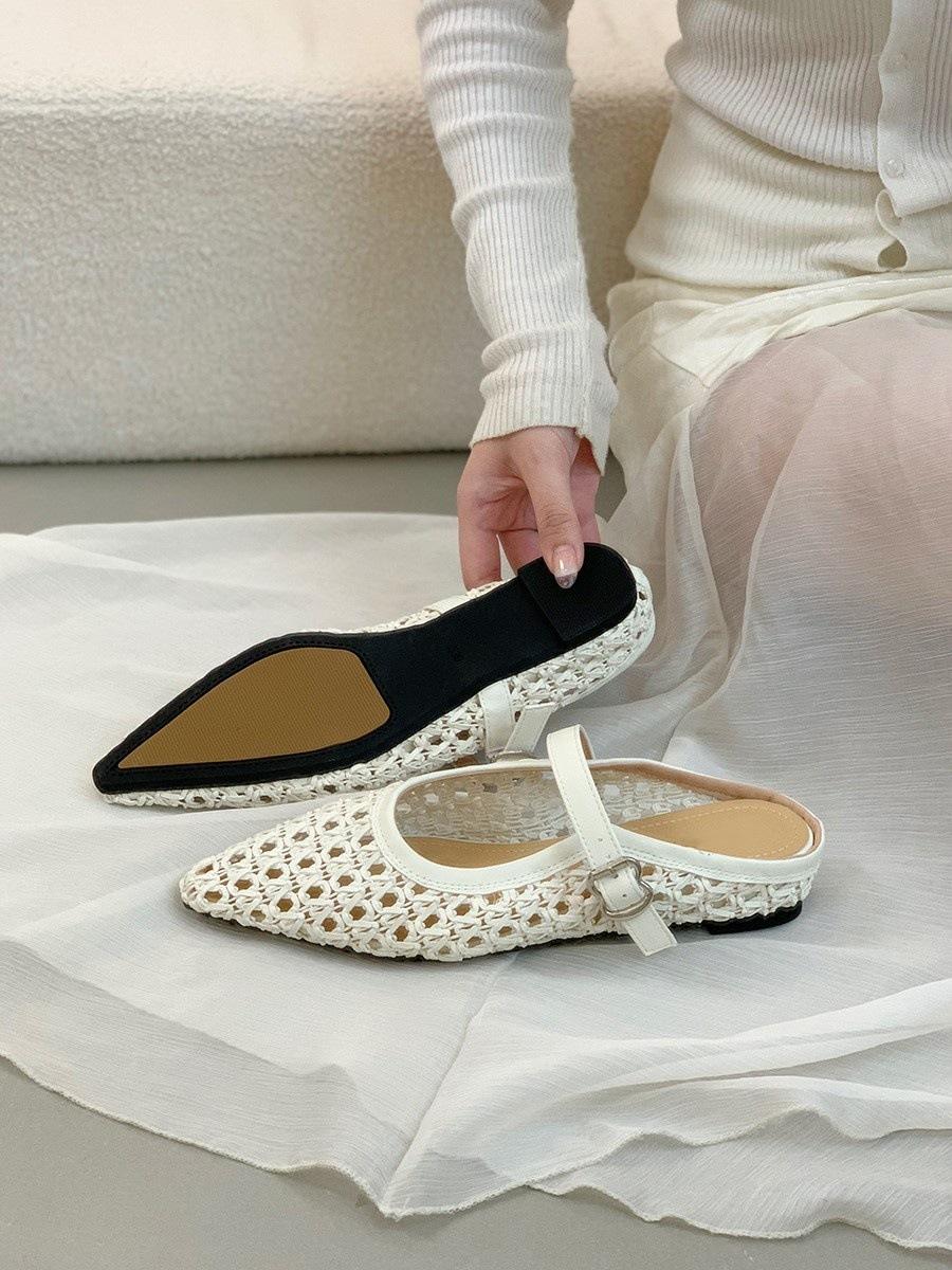 

Внутренние увеличивающие рост тканые сумки голова полушлепанцы женские для улицы 2025 новый летний Мэри Джейн полые дырки толстая подошва сандалии 42