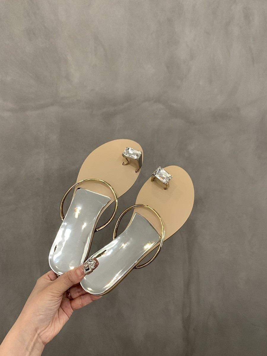 

Наклонный каблук в форме голубиного яйца, украшенный стразами, носок, классные тапочки, сказочные туфли 2025 года, новая летняя одежда, красивые французские сандалии 35 золотой