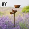 Anti-rust Garden Stake 3 Tiered Cascading Rain Catcher Bird Bath, Metal Water Three-level Waterfall Feeder Bowl Feeder, Outdoor Pollinator Watering