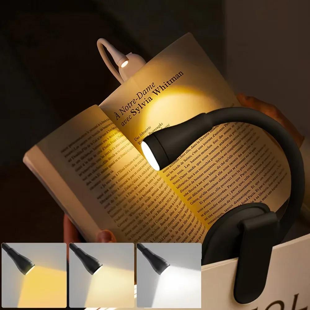 Clip-On Book Light USB Rechargeable LED Reading Lamp Eye Care Mini Desk Light Portable for Students and Bedside Reading