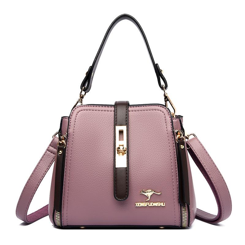 Fashionable Women's Handbag Retro Color Block Lock Small Bucket Crossbody Small Square Bag Casual Women's Shoulder Bag Commuting