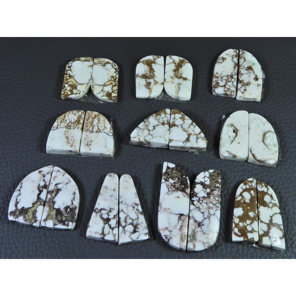 267Cts. Natural Wild horse Jasper Fancy Cabochon Loose Gemstone 10Pair Lot C-1472