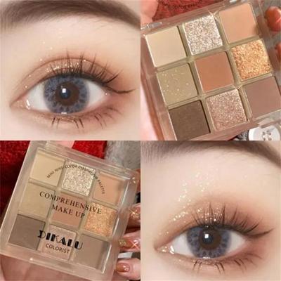 Pearl Eyeshadow Punk Blue Eyeshadow Palette Matte Smoky Black Eye Shadow Shimmer Glitter Cosmetics Pearlescent Makeup 9 Colors, 06 03