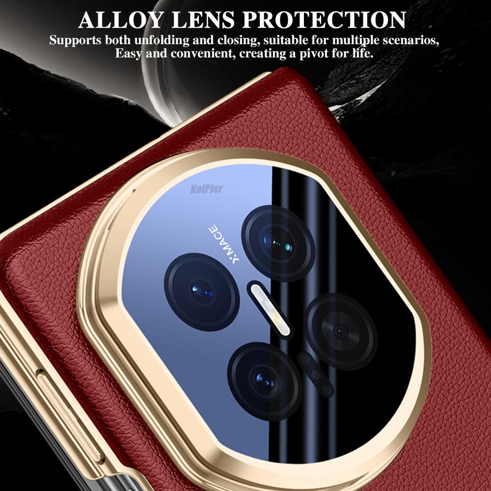 Leder Klapphülle für Huawei Mate X7 2026 Magnet Smart Touch View Aufwecken Schlafen Hochklappbarer Ständer für Kameralinse Originalhülle für MateX7