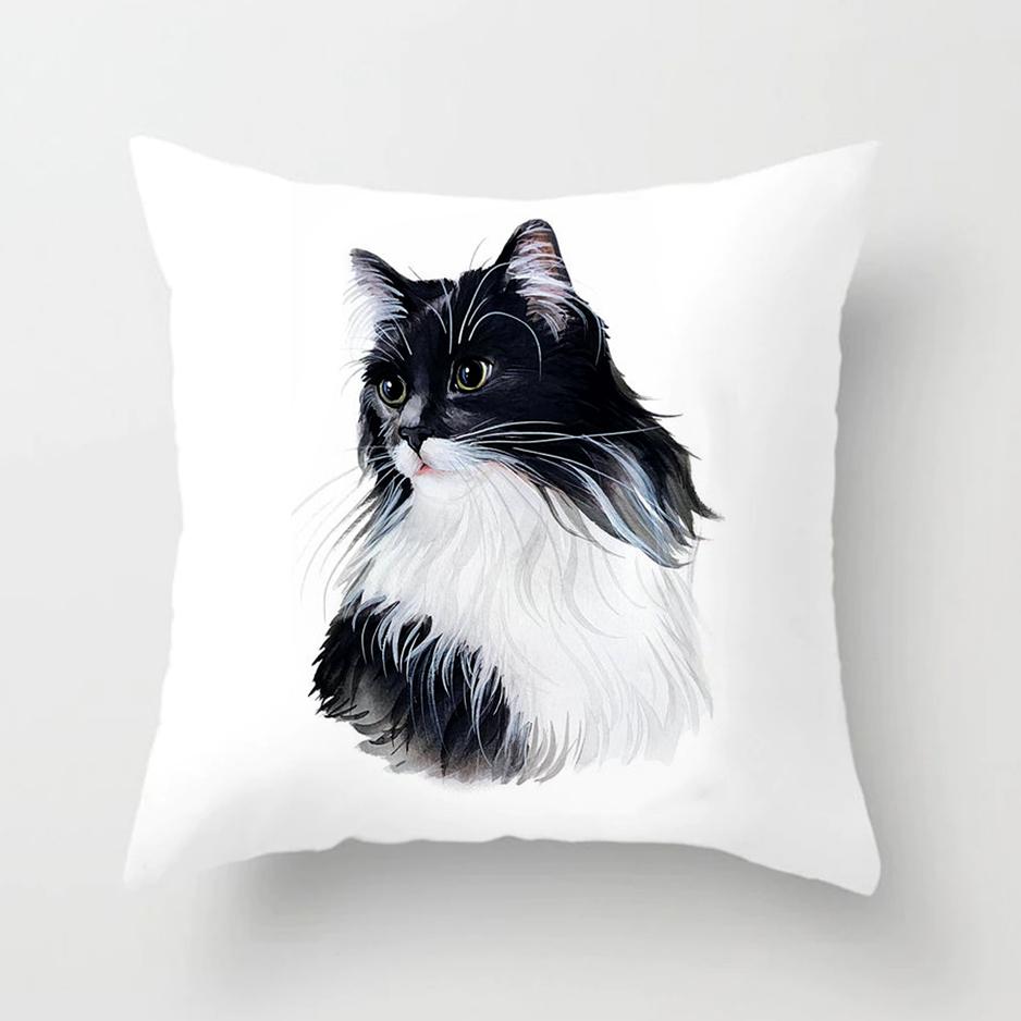 Cute Cat Pillows Cases for Sofa Home Decor Room Decoration Car Cushion Cover Polyester Pet Pillow Case Covers Pillowcase 45x45cm