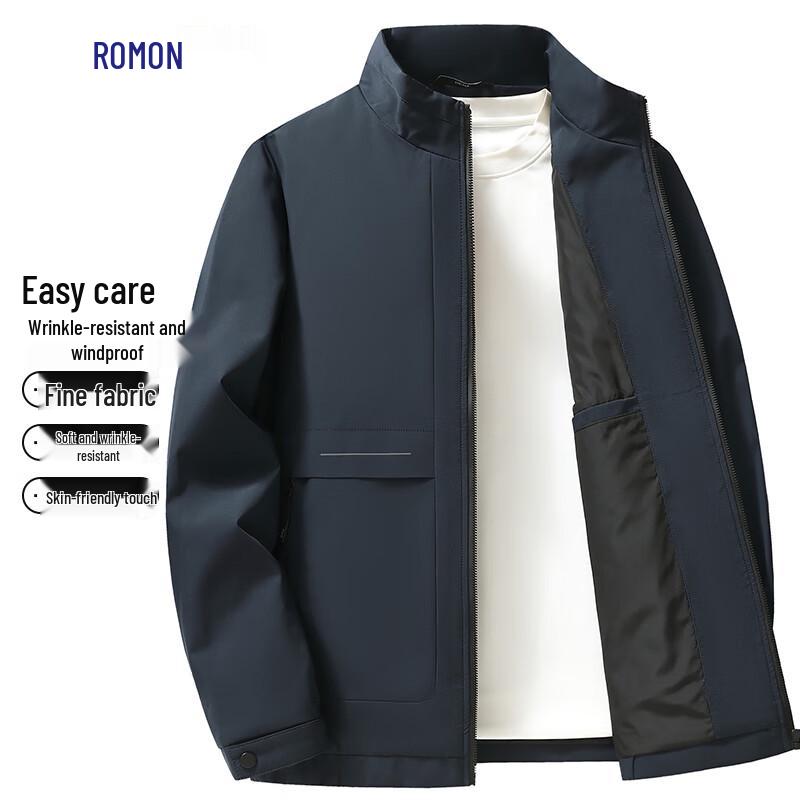 Romax Men's Anti-Wrinkle Windproof Stand Collar Jacket