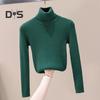 Women Knitted Base Top High Neck Long Sleeve Slim Shirt Solid Color Pullover Thin Sweater for Spring Autumn