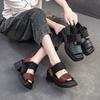 Fashion GKTINOO Retro Handmade Sandals 2025 Summer New Genuine Leather Splicing Embroidered Thick Sole Fashion Women's Shoes