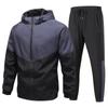 Spring and Autumn Men's Sports and Leisure Set, Color Blocked Hooded Sports Set, Two Piece Set