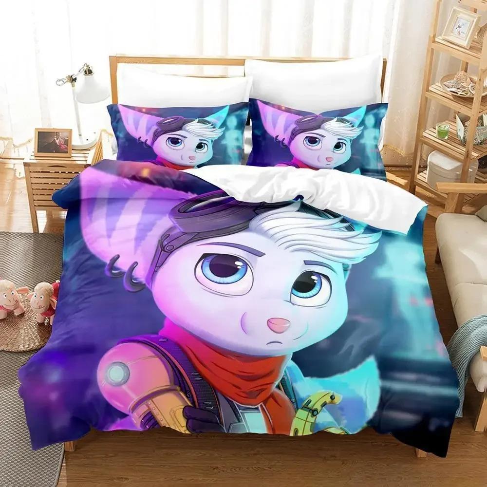 

Гра Персоналіті Аніме Ратчет Кленк Ріфт Апарт Постільна Білизна Мультяшний трикомпонентний набір Дорослий Дитяча Спальня Підковдра Набори 3D Каваї AU Single 140x210cm