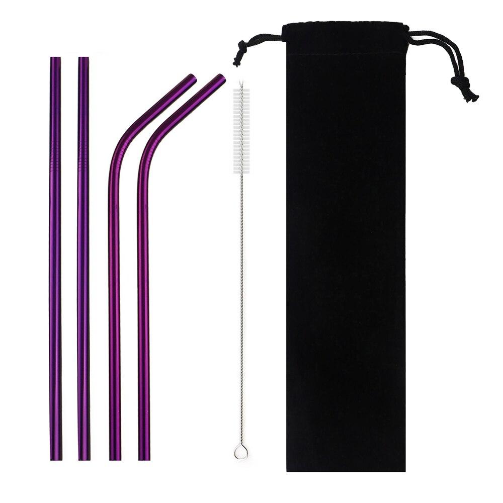 6pcs/11pcs Reusable Straws 18/10 Stainless Steel Gold Drinking Straw Set Mteal Straw Coffee Party Bar Straw With Cleaner Brush Portable Bag
