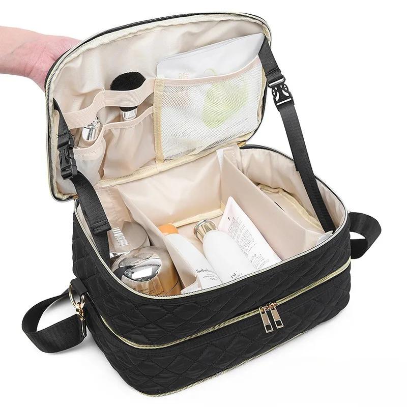 80Bottles Nail Polish Storage Bag Portable Cosmetic Large Shoulder Bag Organizer for Travel Nail Salon 3 Layer Essential Oil Bag