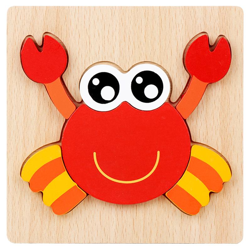 Montessorri Toys Education Wooden 3d Puzzle Cartoon Animals Learning Cognition Intelligence Puzzle Game Colorful Baby Toys Gifts