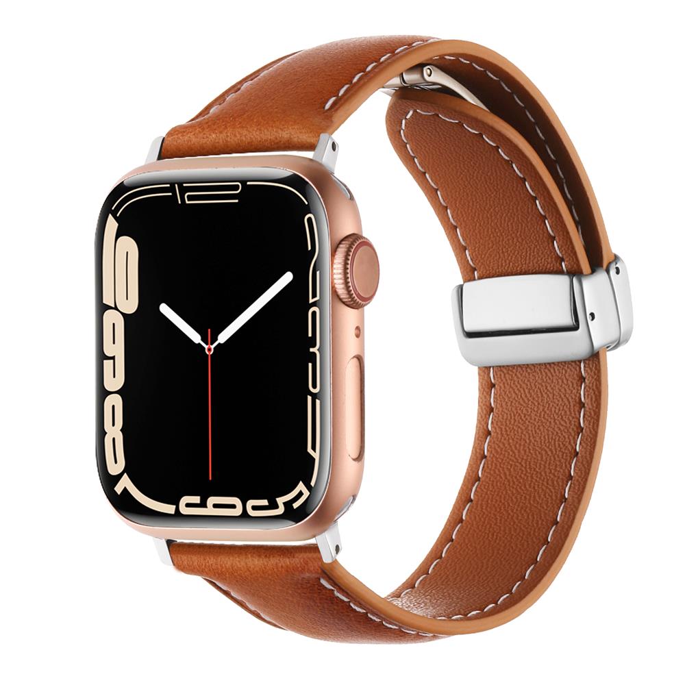 Crazy Horse Magnetic Buckle Women's Genuine Leather Watch Strap,For Apple Watch 42mm 44mm 45mm 49mm iWatch S10 46mm