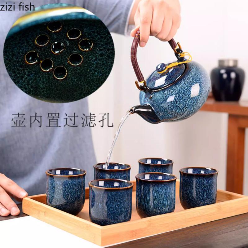 Keramisk tekanna med stor kapacitet Enkel kanna Handhållen tekanna Tekanna Teinfuser Filterkanna Eftermiddagste Bryggredskap