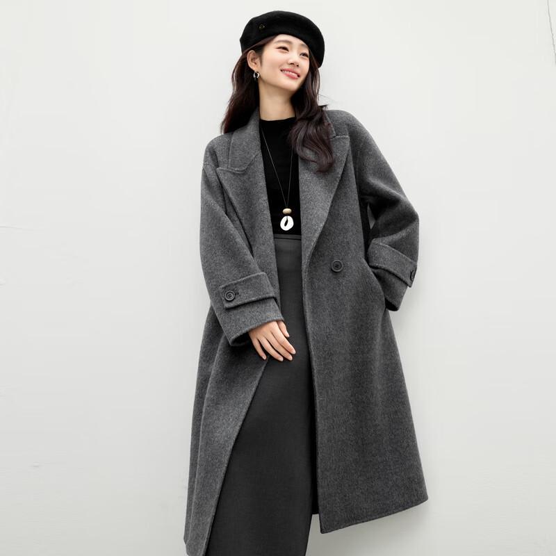 Qiushui Yiren Women's Double-Faced Wool Hooded Commuter Coat