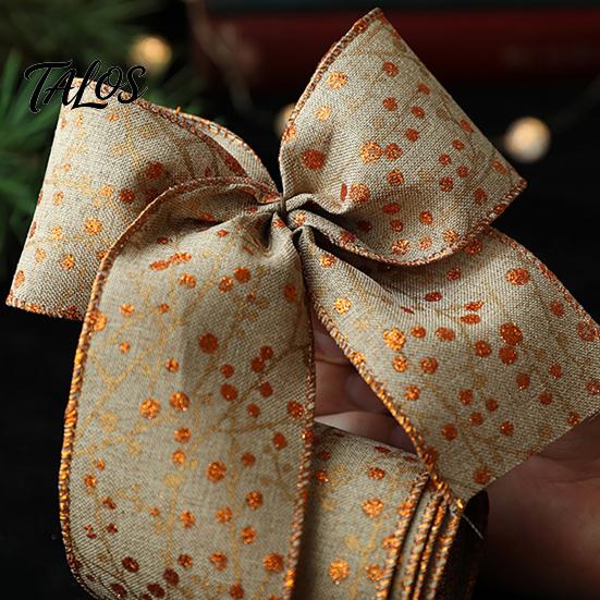 Red Berry Print Fabric Ribbon Christmas Ribbon, 2.2 Yards Imitation Linen 2.5 Inch Wide Holiday Theme Gift Box Packaging for DIY Wreath Bows