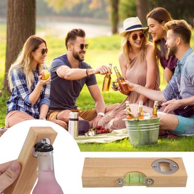 Livella a bolla in legno incisa Apribottiglie Decorativo Bar Apribirra Bambù