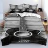Retro Guitar Wood Grain Three-piece Duvet Cover 3D Digital Printing Bedding Home Textile