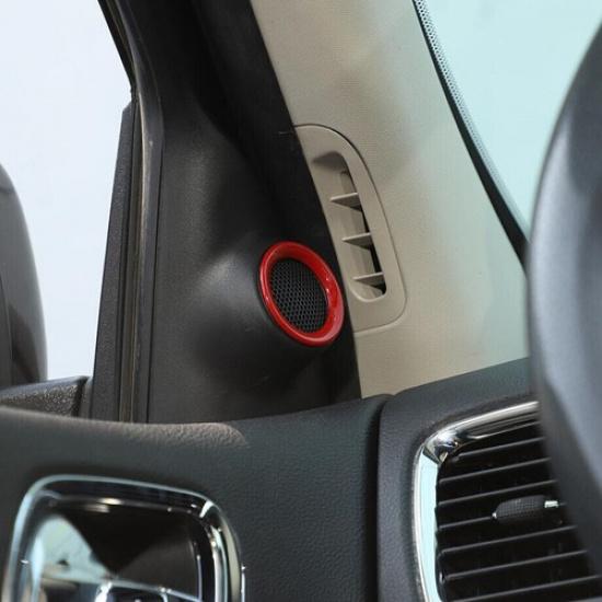 For 2011-2024 Dodge Durango ABS Red Interior Front Door Speaker Cover Ring Trim