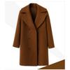 Women Plus Size Mid Length Woolen Long Sleeve Overcoat Casual Outerwear
