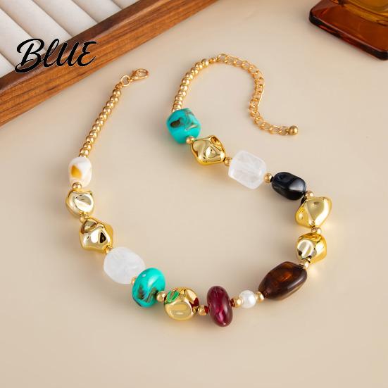 Casual Vacation Necklace Bohemian Necklace Colorful Resin Beaded Choker Retro