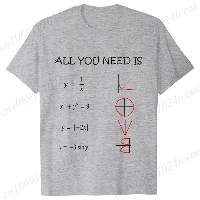 Retro Men's T-Shirt All You Need Is Love Math Equation Short Sleeve T-Shirt Summer Casual Tees Top Loose Oversize T-Shirt Men