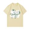 Men's 100% Cotton Crew Neck Short Sleeve T-Shirt, Never Give Up Inspirational Slogan Print Casual Comfortable Soft Tee for Daily Wear Street Fashion T