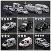 1: 64 Stop Otwierane Drzwi Samochód Policyjny 110 Bezpieczeństwo Publiczne 120 Ambulans Model Samochodu Model Prezent dla Dzieci Zabawka